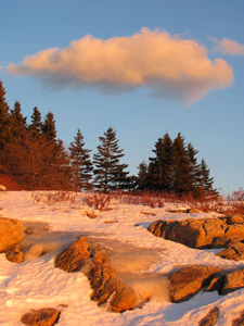 A cold scene can be draped in a feeling of warmth at sunset