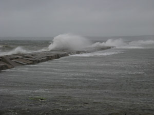 Rockland Breakwater during Patriots Day Gale