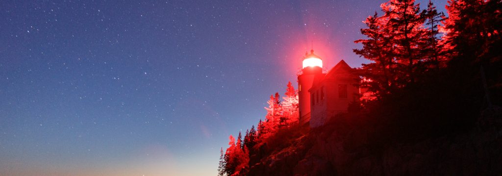 Bass Harbor Head Lighthouse under a blanket of stars