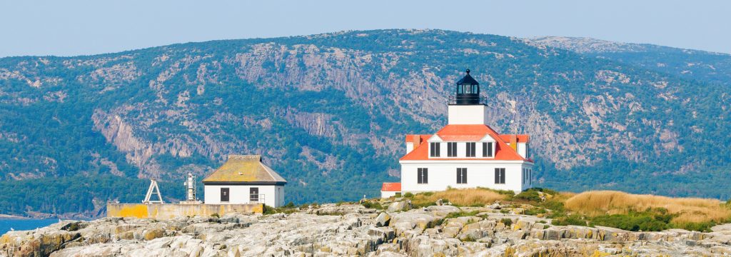 Champlain Mountain rises beautifully behind Egg Rock Lighthouse