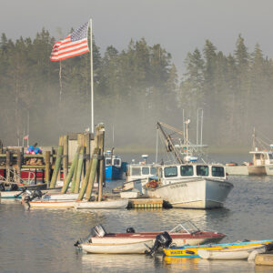 A foggy evening in Owls Head Harbor.